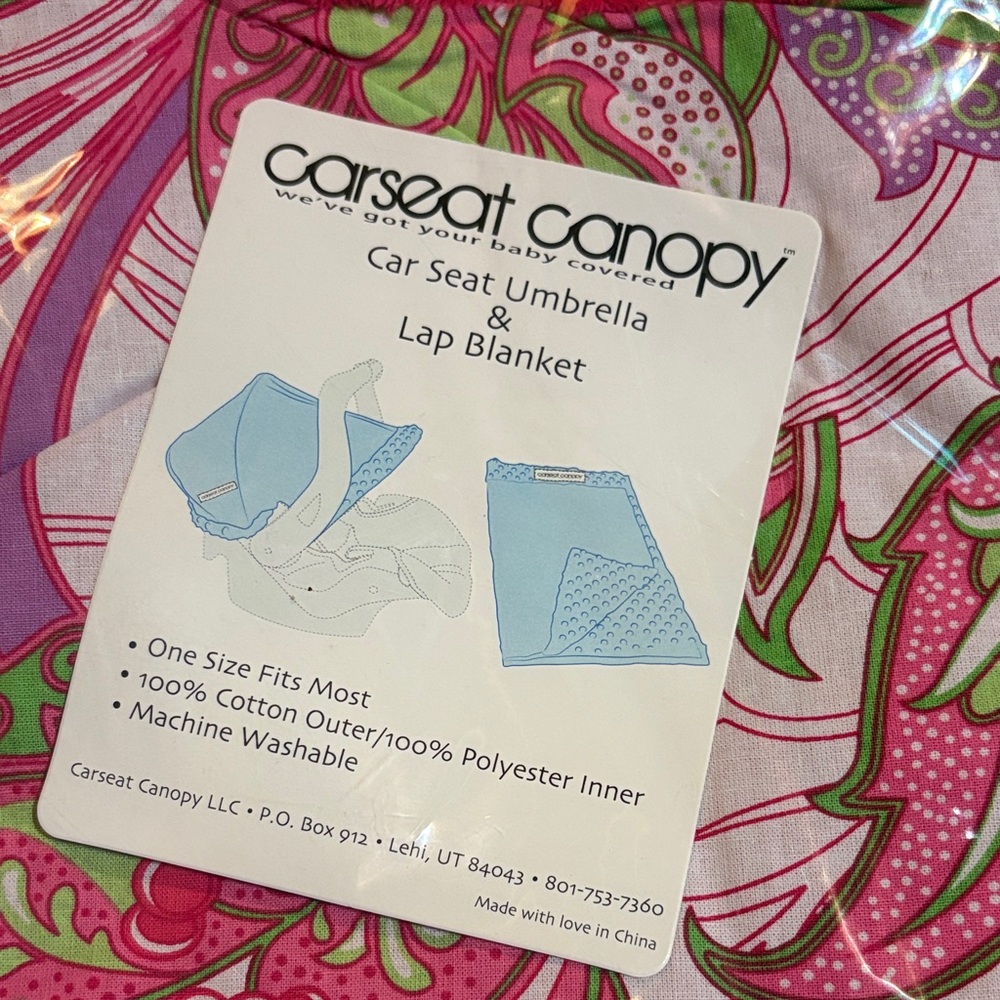 CarSeat Canopy car seat Umbrella & Lap Blanket new pink paisley